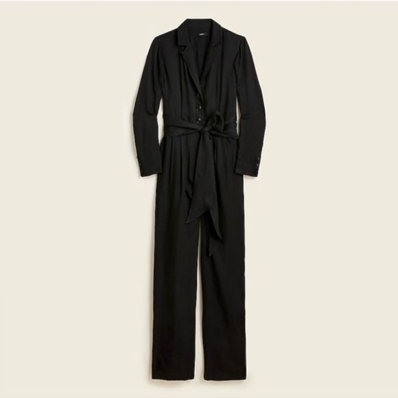 J. Crew Cupro Blend Tuxedo Jumpsuit Black Sz 6 NWT - Picture 4 of 13